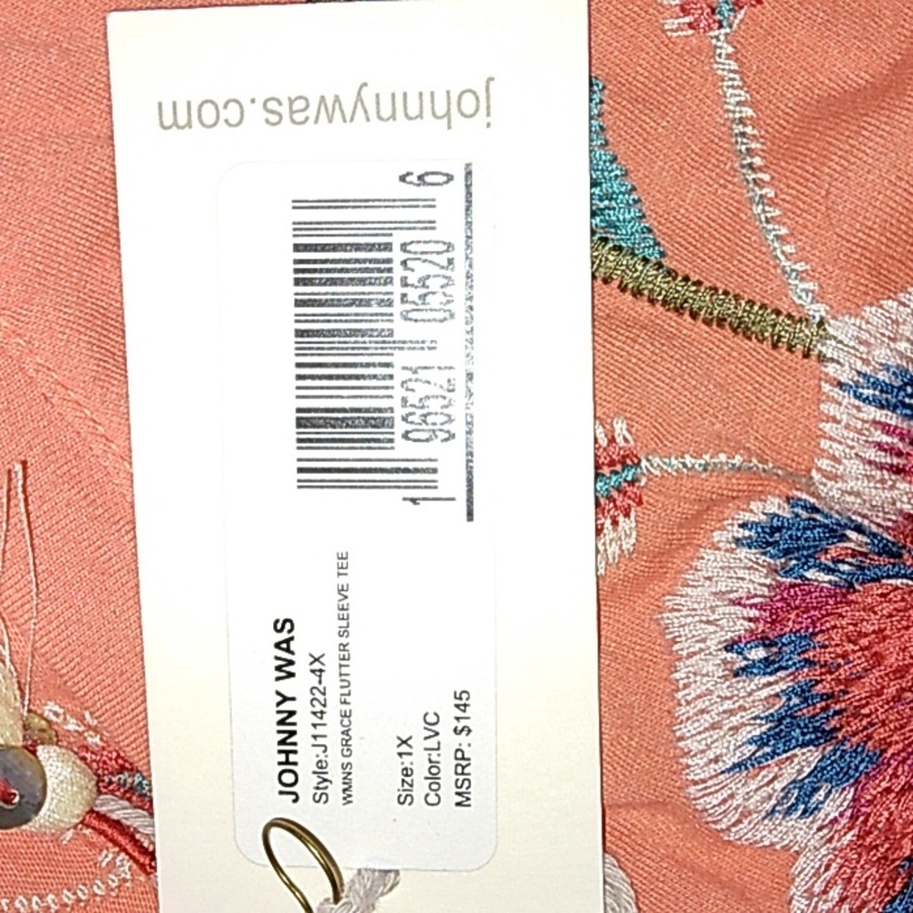 NWT Women's Johnny Was Los Angeles Grace Flutter Sleeve V Neck Tee - Picture 7 of 7